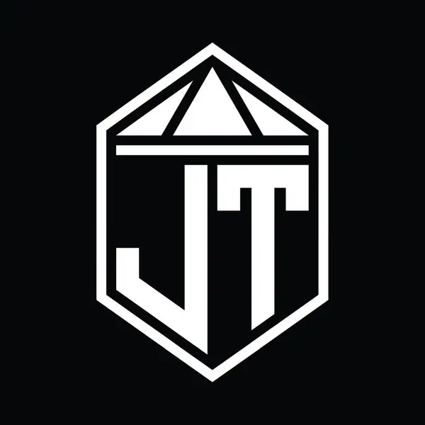 Letter Logo Monogram Jednoduchý Šestiúhelníkový Štít Tvar Trojúhelníkovou Korunou Izolovaný — Stock fotografie
