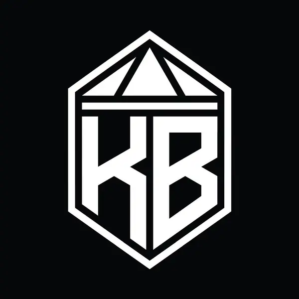Brev Logotyp Monogram Enkel Hexagon Sköld Form Med Triangel Krona — Stockfoto