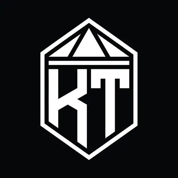 Kt字母标志简图六边形六边形六边形三角形冠隔离样式设计模板 — 图库照片