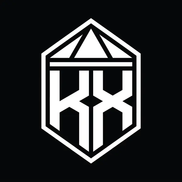 Carta Logo Monograma Forma Simples Escudo Hexágono Com Triângulo Coroa — Fotografia de Stock
