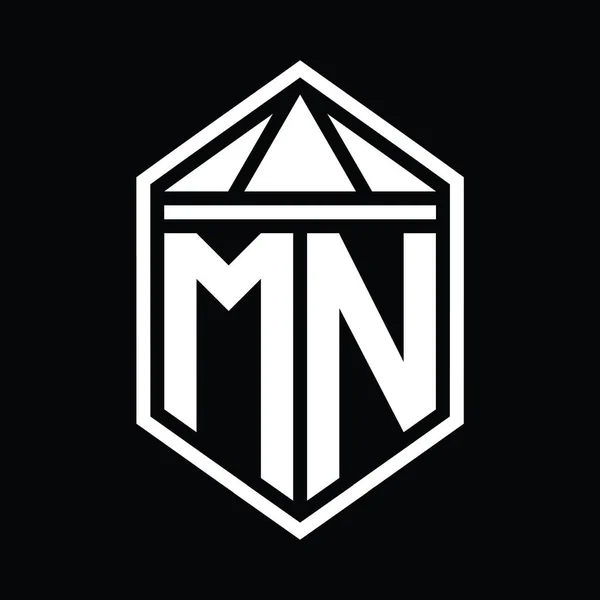 Betű Logo Monogram Egyszerű Hatszög Pajzs Alakú Háromszög Korona Elszigetelt — Stock Fotó