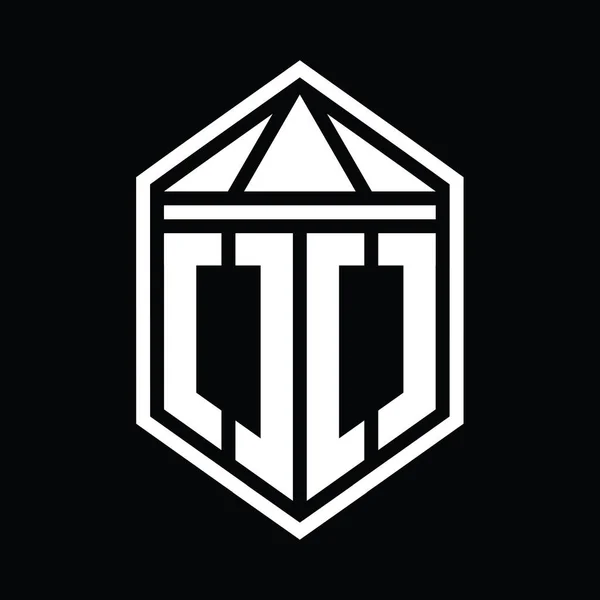 List Logo Monogram Prosty Sześciokąt Tarcza Kształt Trójkątem Korony Odizolowany — Zdjęcie stockowe