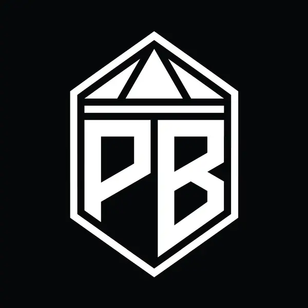 Pb字母标志简图六边形六边形六边形三角形冠隔离样式设计模板 — 图库照片