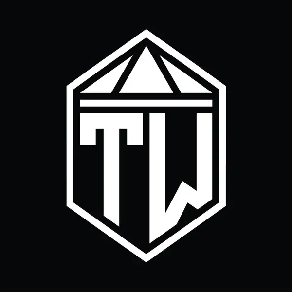 Монограмма Логотипа Простая Шестиугольная Форма Щита Шаблоном Дизайна Короны Треугольника — стоковое фото