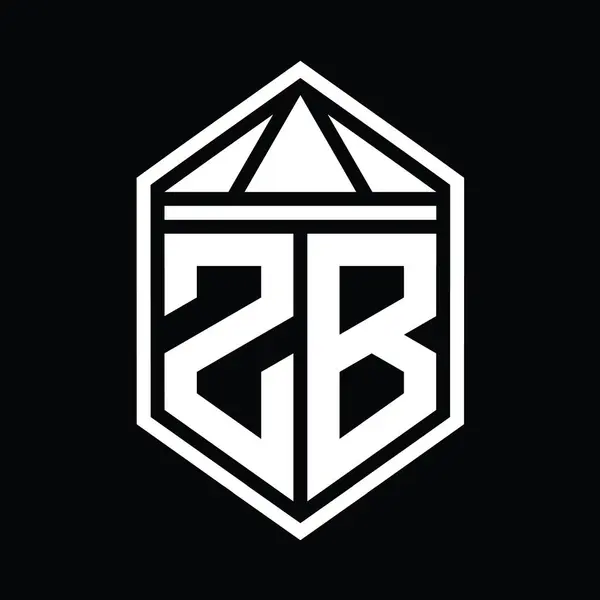 Монограмма Логотипа Простая Шестиугольная Форма Щита Треугольной Короной Изолированный Стиль — стоковое фото