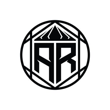 AR Harfi Logosu monogram altıgen dilim başlık kalkanı şekli izole edilmiş çember biçimi soyut biçim tasarım şablonu