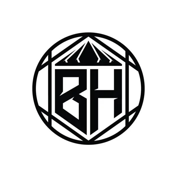 Harfi Logosu Monogram Altıgenli Dilimlenmiş Kalkan Şekli Soyut Biçim Tasarım — Stok fotoğraf