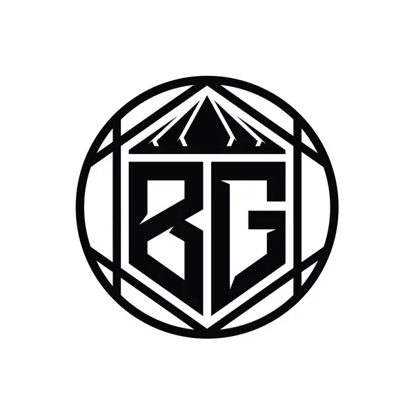 Bgレターロゴモノグラム六角形スライスクラウンシャープシールドシェイプ単離円抽象スタイルデザインテンプレート — ストック写真