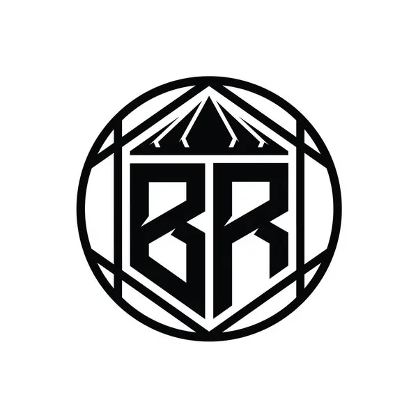Písmeno Logo Monogram Šestiúhelník Řez Koruna Ostrý Štít Tvar Izolované — Stock fotografie