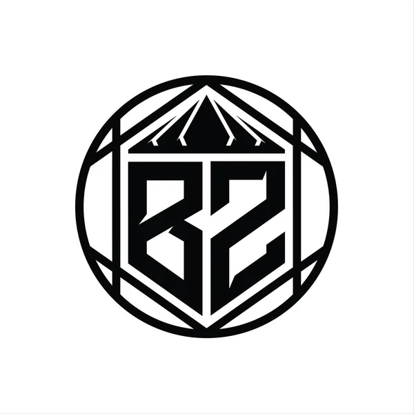 Carta Logo Monograma Hexágono Fatia Coroa Forma Escudo Afiada Círculo — Fotografia de Stock