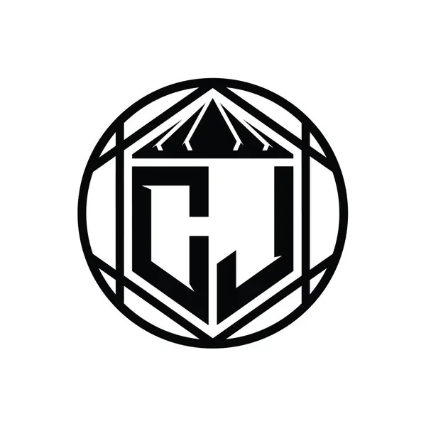 Letter Logo Μονόγραμμα Εξάγωνο Φέτα Στέμμα Αιχμηρό Σχήμα Ασπίδας Απομονωμένο — Φωτογραφία Αρχείου