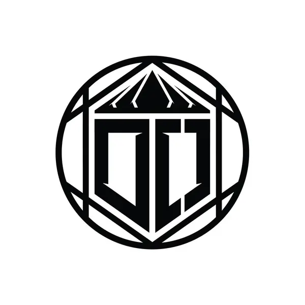 Letter Logo Monograma Hexagon Slice Coroa Forma Escudo Afiada Círculo — Fotografia de Stock