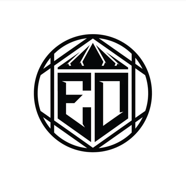 Edレターロゴモノグラム六角形スライスクラウンシャープシールドシェイプ単離円抽象スタイルデザインテンプレート — ストック写真