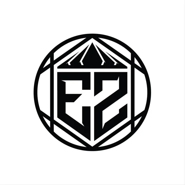Lettera Logo Monogramma Esagono Fetta Corona Tagliente Forma Scudo Isolato — Foto Stock