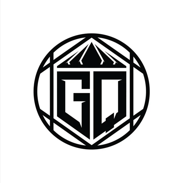 Логотип Логограмма Шестиугольник Ломтик Корона Резкий Щит Формы Изолированные Круг — стоковое фото