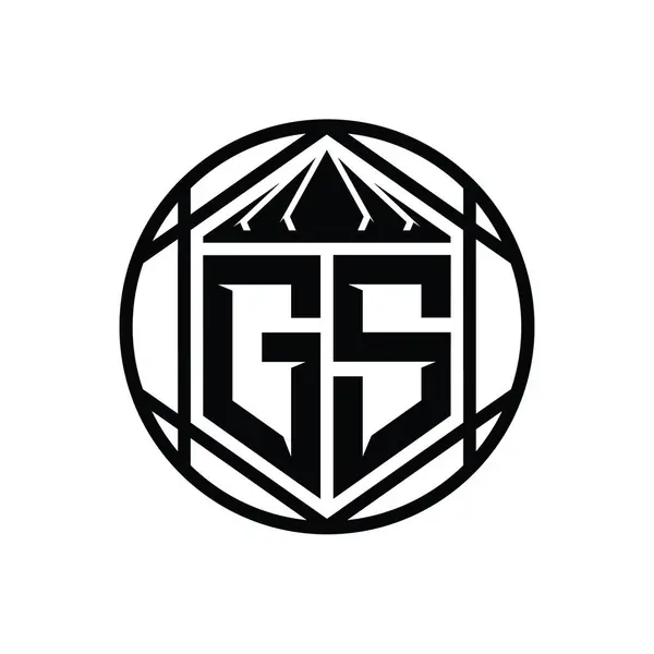 Letter Logo Monogram Hexagon Slice Crown Sharp Shield Shape Isolated — Stock Photo, Image