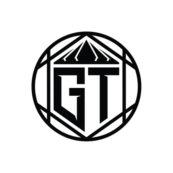Gtレターロゴモノグラム六角形スライスクラウンシャープシールドシェイプ単離円抽象スタイルデザインテンプレート — ストック写真