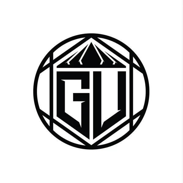 Letter Logo Monogram Hexagon Slice Crown Sharp Shield Shape Isolated — Stok Foto