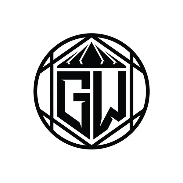 Логотип Монограмма Шестиугольник Ломтик Корона Резкий Щит Форме Изолированных Круга — стоковое фото