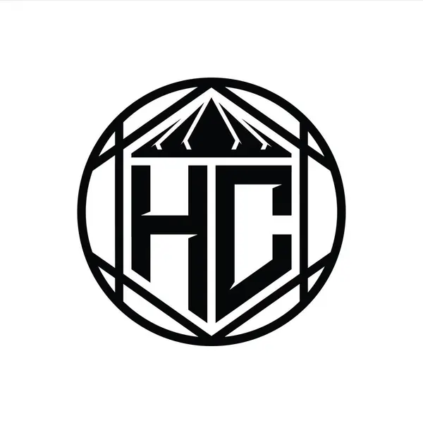 Hcレターロゴモノグラム六角形スライスクラウンシャープシールド形状単離円抽象スタイルデザインテンプレート — ストック写真
