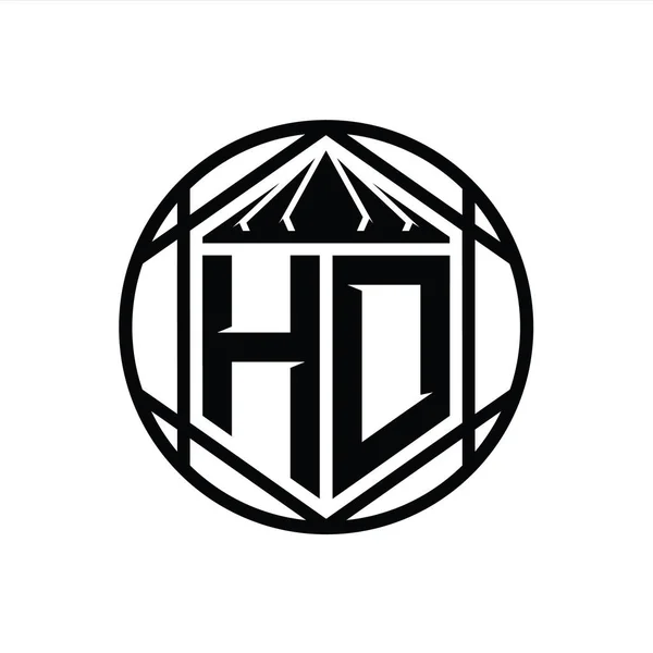 Letter Logo Monogram Hexagon Slice Crown Sharp Shield Shape Isolated — Stok Foto