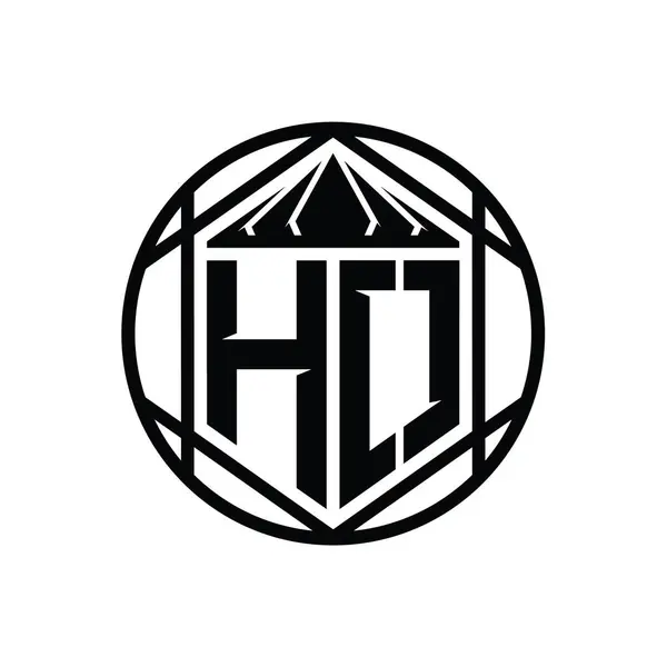 Harf Logosu Monogram Altıgen Dilimi Taç Diyez Kalkan Şekli Soyut — Stok fotoğraf