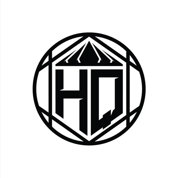 Логотип Логограмма Шестиугольник Ломтик Корона Резкий Щит Форме Изолированных Круга — стоковое фото