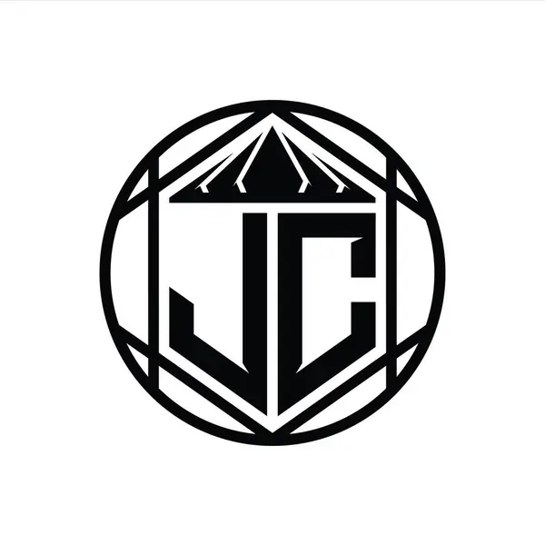 Harf Logosu Monogram Altıgen Dilimlenmiş Taç Diyez Kalkan Şekli Soyut — Stok fotoğraf