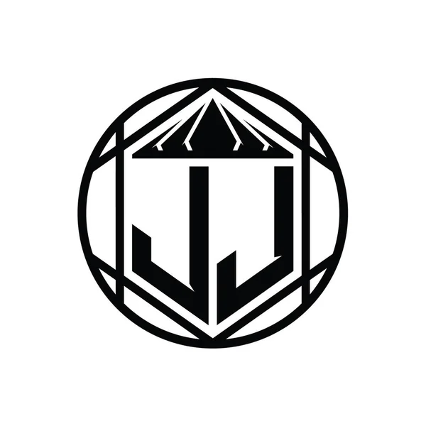 Lettera Logo Monogramma Esagono Fetta Corona Tagliente Forma Scudo Isolato — Foto Stock