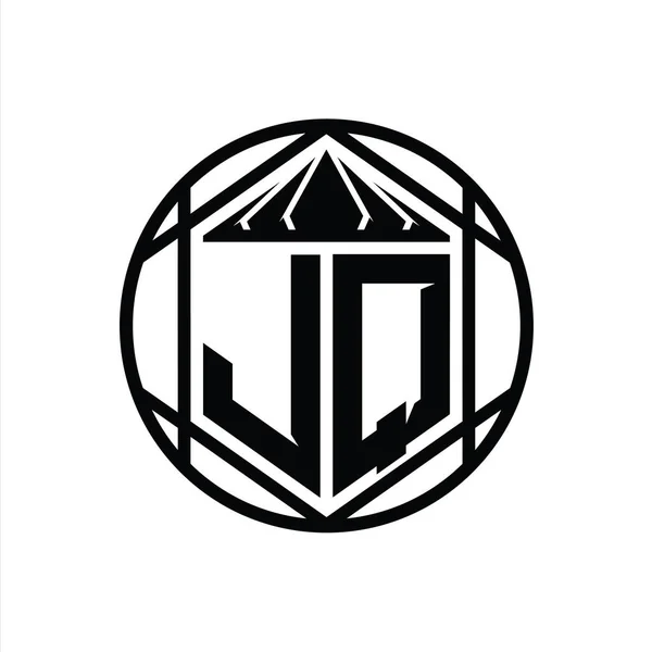 Letter Logo Monogram Šestiúhelník Řez Koruny Ostrý Štít Tvar Izolované — Stock fotografie