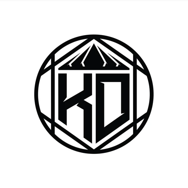 Carta Logo Monograma Hexágono Fatia Coroa Forma Escudo Afiada Círculo — Fotografia de Stock
