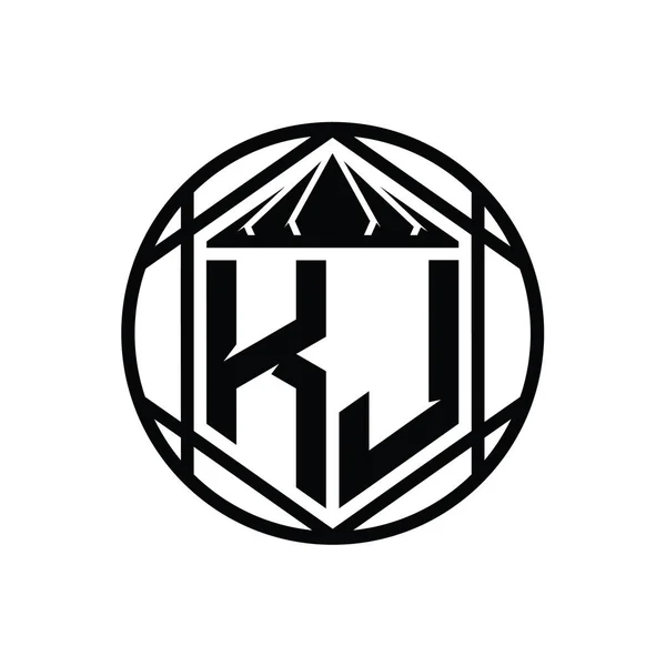 Harfi Logosu Monogram Altıgen Dilimlenmiş Taç Diyez Kalkan Şekli Izole — Stok fotoğraf