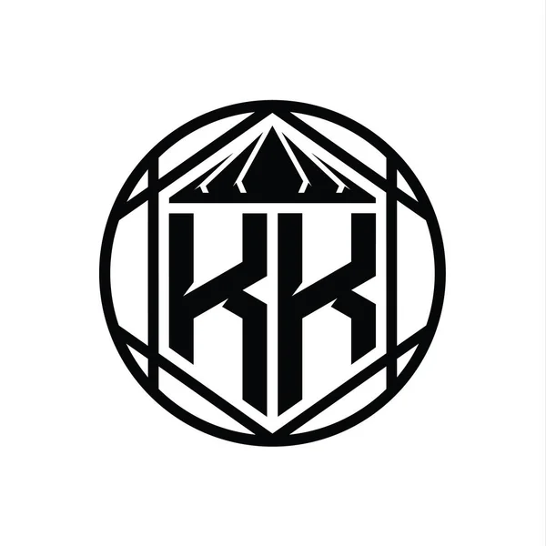 Letter Logo Monogram Heksagon Skive Krone Skarp Skjold Form Isolert – stockfoto