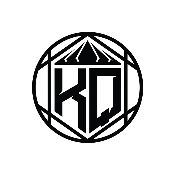 Літера Логотип Монограма Шестикутника Зрізу Крона Гостра Форма Щита Ізольоване — стокове фото