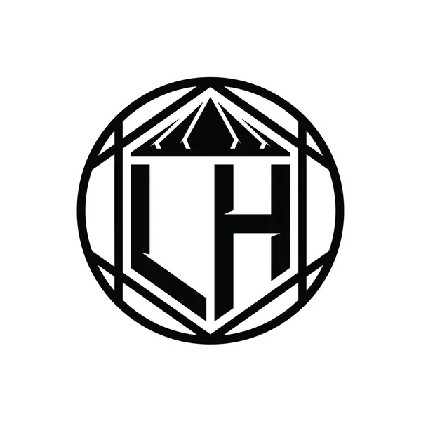 Brev Logotyp Monogram Hexagon Skiva Krona Skarp Sköld Form Isolerad — Stockfoto