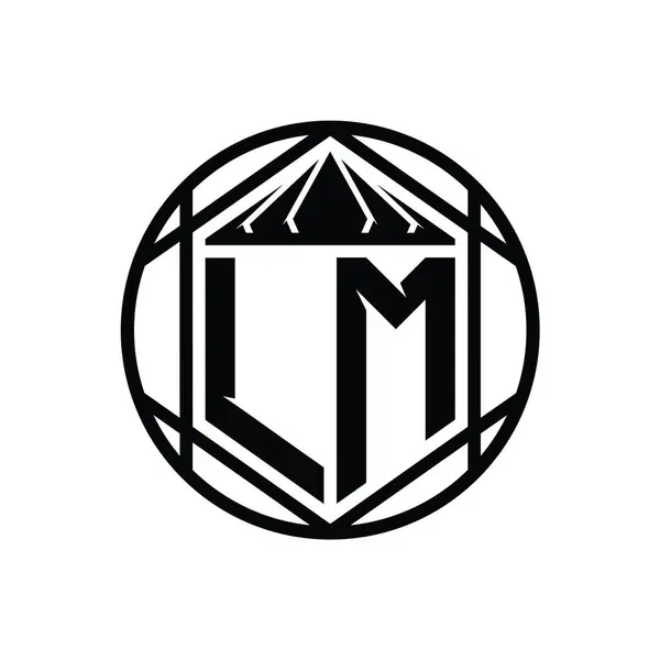Логотип Монограмма Шестиугольник Ломтик Корона Резкий Щит Формы Изолированные Круг — стоковое фото