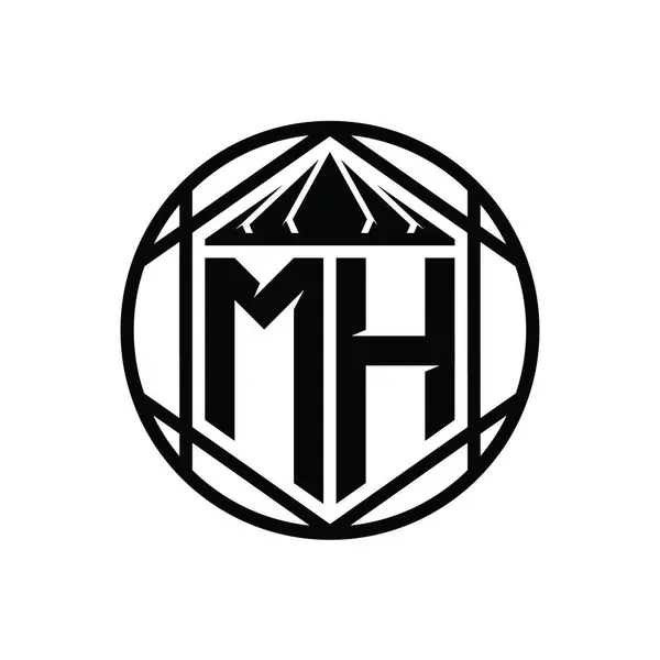 Letter Logo Monogram Šestiúhelník Plátek Koruny Ostrý Štít Tvar Izolované — Stock fotografie