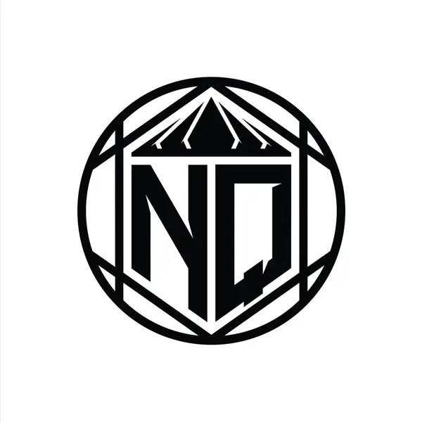 Nqレターロゴモノグラム六角形スライスクラウンシャープシールドシェイプ単離円抽象スタイルデザインテンプレート — ストック写真