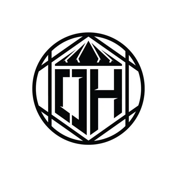 Letter Logo Monogram Hexagon Skiva Krona Skarp Sköld Form Isolerad — Stockfoto