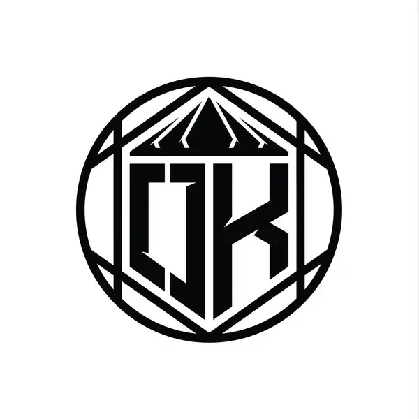 Tamam Harf Logosu Monogram Altıgen Dilimlenmiş Taç Diyez Kalkan Şekli — Stok fotoğraf