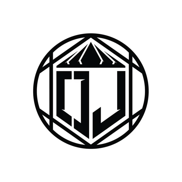 Символ Буквы Логограмма Шестиугольник Ломтик Короны Резкий Щит Формы Изолированные — стоковое фото