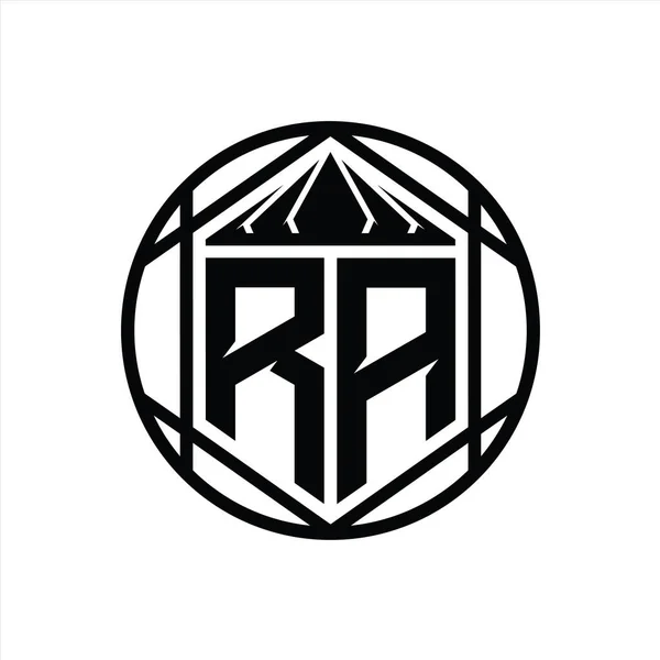 Carta Logo Monograma Hexágono Rebanada Corona Escudo Afilado Forma Círculo — Foto de Stock