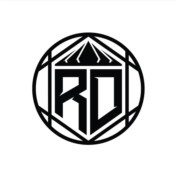 Letter Logo Monograma Hexágono Rebanada Corona Escudo Afilado Forma Círculo — Foto de Stock