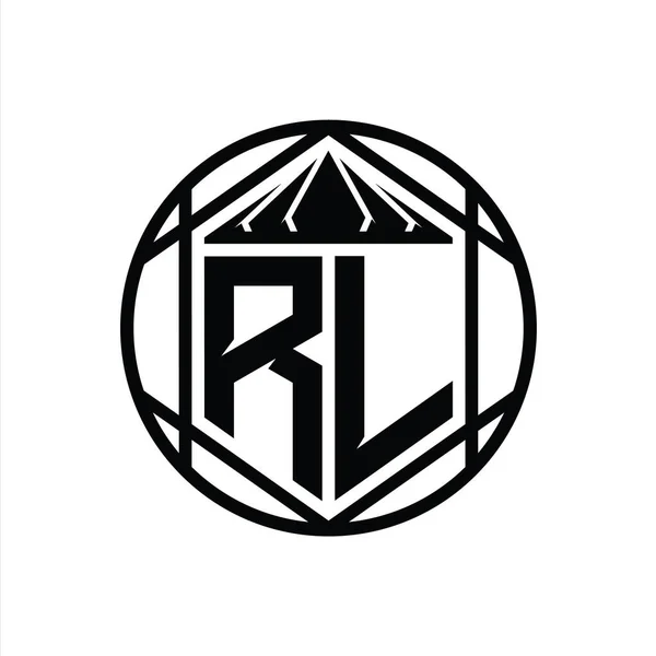 Harfi Logosu Monogram Altıgen Dilimlenmiş Taç Diyez Kalkan Şekli Soyut — Stok fotoğraf