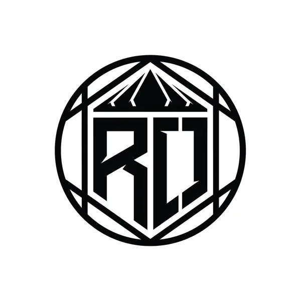 Harfi Logosu Monogram Altıgen Dilimi Taç Diyez Kalkan Şekli Soyut — Stok fotoğraf