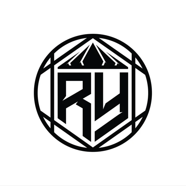 Harfi Logosu Monogramı Altıgen Dilimi Kalkan Şekli — Stok fotoğraf