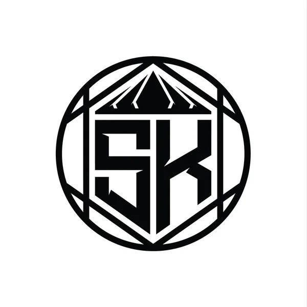 Brev Logo Monogram Hexagon Skiva Krona Skarp Sköld Form Isolerad — Stockfoto