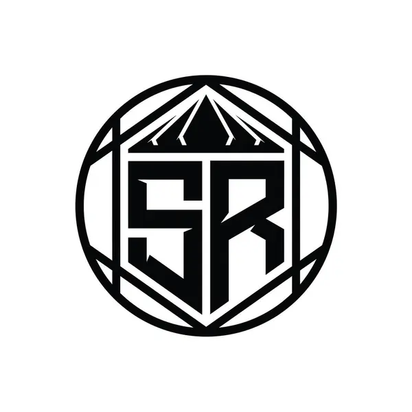 Carta Logo Monograma Hexágono Rebanada Corona Forma Escudo Afilado Círculo — Foto de Stock