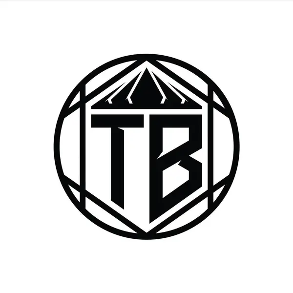 Tb字母标识六边形片冠尖盾状孤立圆形抽象样式设计模板 — 图库照片