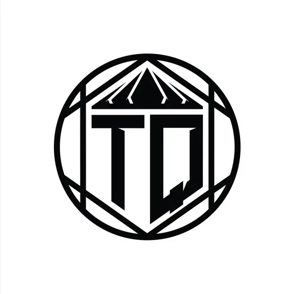Tqレターロゴモノグラム六角形スライスクラウンシャープシールドシェイプ単離円抽象スタイルデザインテンプレート — ストック写真